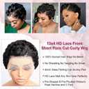 Short Curly 13X4 Lace Front Pixie Cut Wigs 100% Human Hair for Black Women, Curly Deep Wave 13x4 HD Lace Front Wigs Pre Plucked Glueless Wig Finger Wavy Natural Look Daily Wear Mommy Wig, Black
