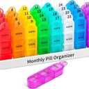Daviky Monthly Pill Organizer 3 Times a Day, 30 Day Pill Organizer with Small Pill Box, One Month Medicine Organizer, 31 Day Pill Case Pill Container to Hold Vitamin, Supplement and Medication