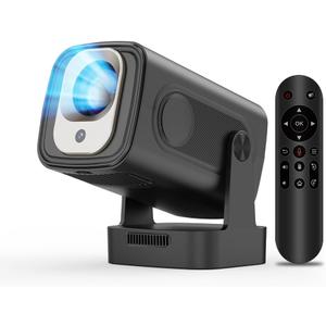 Auto Focus &1080PAlwtniet Mini Portable Projector, 4k Support Smart Proyector with Wifi and Bluetooth For Outdoor, 5W Speaker, Built in Apps,Home Theater, Bluetooth Movie Projector (Black)