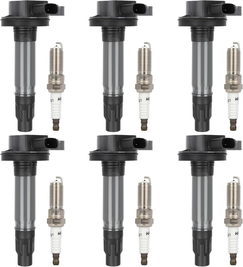 ECCPP UF553 6 ignition coils with 6 iridium Spark Plugs for ford for Lincoln Edge Flex F150 Explorer Fusion Taurus MKS MKX MKZ CX-9 3.5L 3.7L V6 2007-2017 DG-520 UF553 UF-553