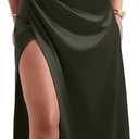 Memoriesea Women's Elegant Off Shoulder High Split Bodycon Evening Wedding Maxi Dress (Green, M)
