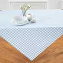 Solino Home Square Tablecloth 52 x 52 Inch - 100% Pure Linen Blue Bell Gingham Check Tablecloth - Machine Washable Table Throw for Spring, Summer