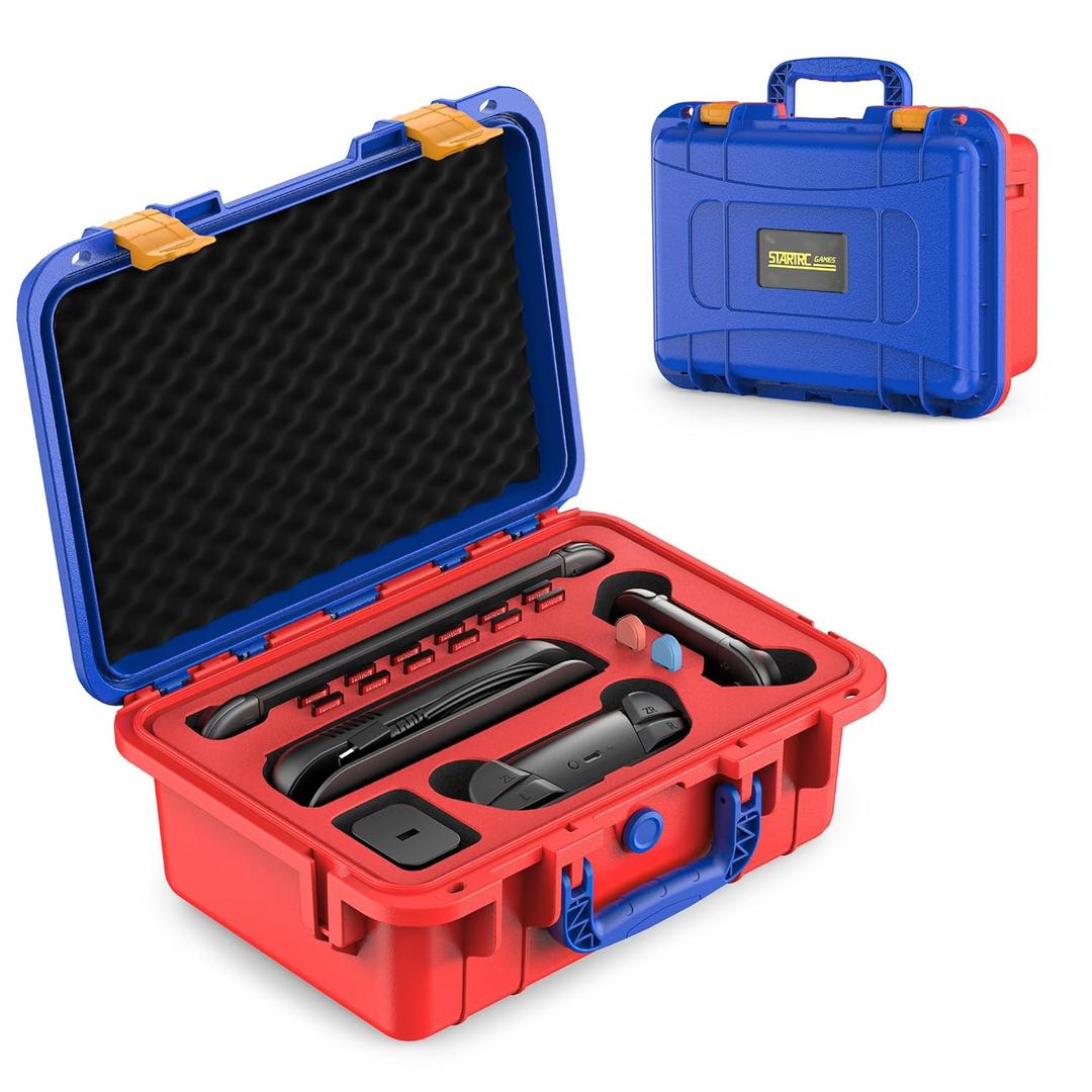 STARTRC GAMES Hard Carrying Case for Nintendo Switch 2, Professional Deluxe IP67 Waterproof, Soft Lining Hard Travel Case for Nintendo Switch 2 Console Pro Controller & Accessories (Red & Blue)