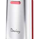 Davivy Electric Can Opener, One Touch Lid Opening, Removable Stainless Steel Cutter and 3-in-1 Design, with Sharpener and Bottle Opener (Stainless Steel-Red)
