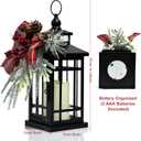 Vintage Candle Lantern with Flameless LED Light - Decorative Indoor & Outdoor Lanterns for Porch - Christmas (RED)