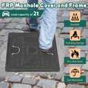 24x24 Inch Square Manhole Cover and Frame, Solid Septic Tank Cover, Recessed Non-Slip Design with Handle, Suitable for Sewer, Septic Tank and Yard (Black)