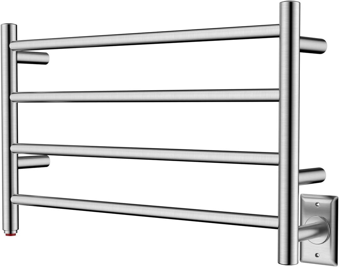 HEATGENE Towel Warmer 4 Bar Towel Dryer Wall-Mounted Plug-in Bath Towel Heater - Brushed