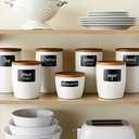 Talented Kitchen 136 Pieces Chalkboard Pantry Labels for Containers Preprinted, White Script on Black Stickers for Jars, Kitchen Canisters (Water Resistant) - Pantry Stickers for Containers (2 x 3 inches)