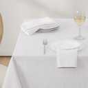 Softalker Jacquard Rectangle Tablecloth - Geometric Line Damask Table Covers Waterproof Stain Resistant Washable Polyester Table Cloths for Indoor & Outdoor(60 x 120 inch, White)