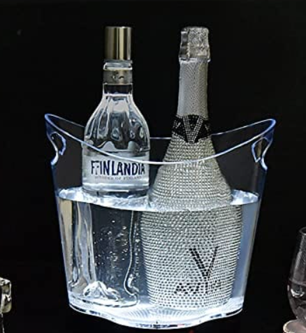 Ice Buckets for Parties,2 PCS Clear 6 Liter Plastic Tub for Drinks and Parties, Clear Ice Bucket for Champagne Beer Sparkling Cocktails,  Extra Large Model