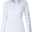 CUNLIN Womens Cotton Button Down Shirts for Women Fitted Long Sleeve Formal Dress Shirt Work Blouses Tops, Medium