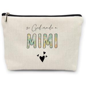huester Mimi Gifts Makeup Bag, Best Grandma Gifts for Christmas from Grandkids Grandsons Granddaughter Cosmetic Bag for Women, So God Made a Mimi Toiletry Bags Travel Zipper Makeup Pouch
