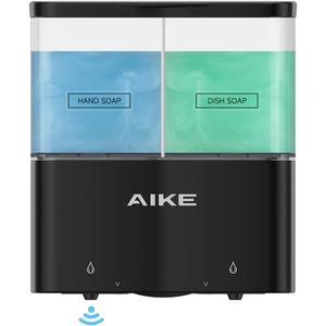 AIKE Double Automatic Soap and Shower Dispenser Wall Mount 2 Chambers Dispenser IPX7 Waterproof 2 x 17 fl oz. Black