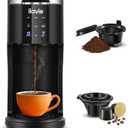 2 in 1 Single Serve Coffee Maker, 40oz K Cup Coffee Maker for Pods and Ground Coffee, Single Cup Coffee maker with 5 Brew Sizes Up to 14oz, Compact Design Coffee Machine for Travel