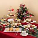 Lzerking 13pcs Dessert Table Display Set, 6 3-Tiered Cupcake Stands (3round & 3square) with 4 Trays & 3 Tongs, White Gold Plastic for Wedding, Tea Party, Baby Shower Decor, Birthday Party Decoration
