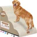 Zerbuger Dog Ramp and Stair for Bed 16" H-20 H,3-Step Cat Stair for Sofa and Chair,4-Step Dog Ramp for High Bed and Window,Durable Nonslip Fabric Cover for Indoor (Beige-20 H, Pet Friendly, 4)