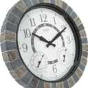 OCEST 18inch Large Indoor Outdoor Clock Illuminated Wall Clock with Thermometer Hygrometer & Night Light Waterproof Battery Operated Silent Non-Ticking Wall Clocks Decor for Patio Pool Porch Bathroom