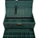 Jewellery Box Retro Dark Green Velvet Jewelry Box Elegant and Generous Birthday and Festival Gift