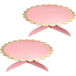 Uxcell 2 Pcs 1-Tier Cardboard Cake Stand Holder, 13 Inch Round Cupcake Stand Cup Cake Display Dessert Holder for Wedding Birthday Party Anniversary DIY Dessert Decoration, Rose Red
