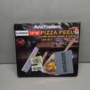 Aluminum Metal Pizza Peel 16 Inch, Extra Large Pizza Paddle (14"X 16") With 14 Pizza Cutter Rocker & 10 Pizza Server, Pizza Spatula Paddle With Foldable Wooden Handle For Easy Storage