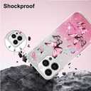 Designed for iPhone 14 Pro Max Case Cute Sparkling Garden Butterfly Soft TPU Shockproof Design for Teen Girls 6.7 inch (Pink)