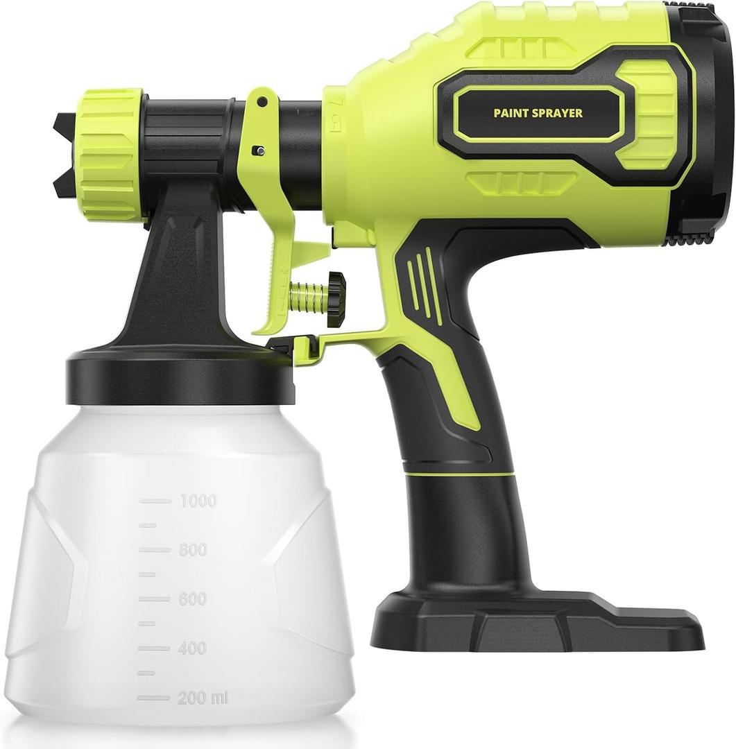 Cordless Paint Sprayer Compatible with Ryobi 18V Battery (Battery Not Included),1000ml/min High Flow,1000ml Container,150 Din/s Max Viscosity,Paint Sprayer for Furniture