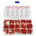 Silicone Rubber O-Ring Assortment Kit 225 Pieces 15 Sizes Metric VMQ Sealing Gasket Set for Cup Lids, Coffee Maker, Brewing Fitting, Washer, Filter, Pump, Plumbing, Hose, Gauge, Auto, Machine, Red
