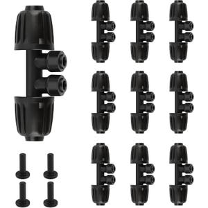Kalolary 10PCS 1/2'' to 1/4'' Barbed Tee Quick Connector, Push-to-Fit Drip Irrigation Fittings Anti-Leak Locked Splitter Fitting for Irrigation Tubing with 4-Way Connector& 4 Plugs
