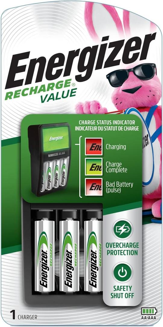 Energizer Recharge Value Charger for NiMH Rechargeable AA and AAA Batteries (1 COUNT)