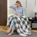 Electric Heated Blanket Throw 50" x 60" Full Body Size Fast Heating Blanket, 100% Polyester Flannel, 4 Heating Levels 4 Hours Auto-Off, ETL Certified Machine Washable (Grey White Plaid)