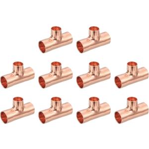 uxcell 12.7mmx10mmx12.7mm (0.5"x0.31"x0.5") Copper Reducing Tee Copper Pressure Pipe Fitting Connector for Plumbing Supply and Refrigeration 10pcs