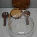 Large Glass Salad Bowl with Lid Set, 5.7 L Decorative Glass Mixing Bowl, Trifle and Serving Bowls with Lids as Cheese Charcuterie Board and Plate, Comes with Wood Serving Utensils