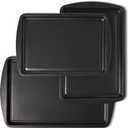 Amazon Basics Nonstick Baking Sheets 3-Piece Set, Stackable to Save Space, Dishwasher and Oven-Safe up to 428F