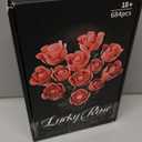 Pink Rose Bouquet Building Set for Girls & Boys - 12 Pack Botanical Collection Gift for Easter Basket Artificial Flowers Botanical Collection Centerpiece Retro Decor