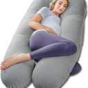 Meiz Pregnancy Pillows, Cooling Silky Pregnancy Pillows for Sleeping, 60" Full Body Maternity Pillow for Tall Pregnant Woman with Cooling Silk Jersey Cover, Grey
