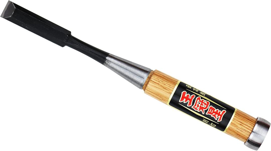 OHKANBOSHI Japanese Woodworking Chisel "Oire Nomi", Carving, Mortising, Dovetailing, Red Oak Handle, Made in Japan (15mm - 5/8")