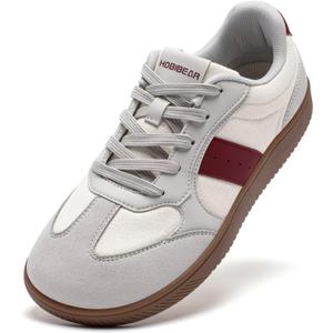 HOBIBEAR Unisex Wide Barefoot Minimalist Shoes for Men Women Classic Retro Sneakers (Beige-red, 39)