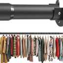 Closet Rod 50-75 Inches, Adjustable Heavy Duty Metal Black Closet Rods for Hanging Clothes 1.3 Inches Diameter for Wardrobes Laundry