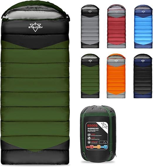 ETGLCOZY Sleeping Bag for Adults Cold Weather & Warm, Lightweight Backpacking Camping Hiking Essentials Gear for Kids 10-12 Girls Boys Compact w/Compression Sack Indoor Outdoor Sleep Must Haves (Green)
