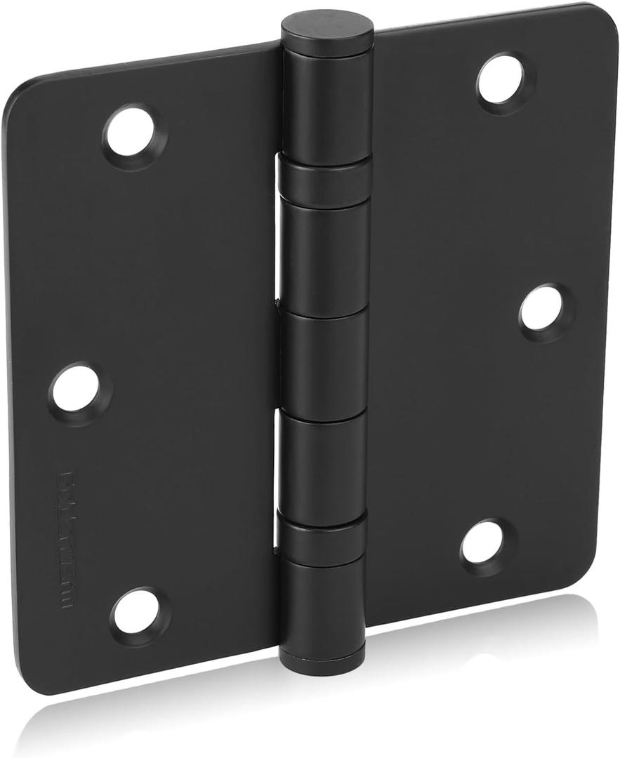 goldenwarm 3 Pack 304 Stainless Steel Door Hinges, Matte Black Non Removable Pin Heavy Duty Ball Bearing Door Hinges 3.5 Inch, Commercial and Residential Door Hardware, with 1/4 Inch Radius