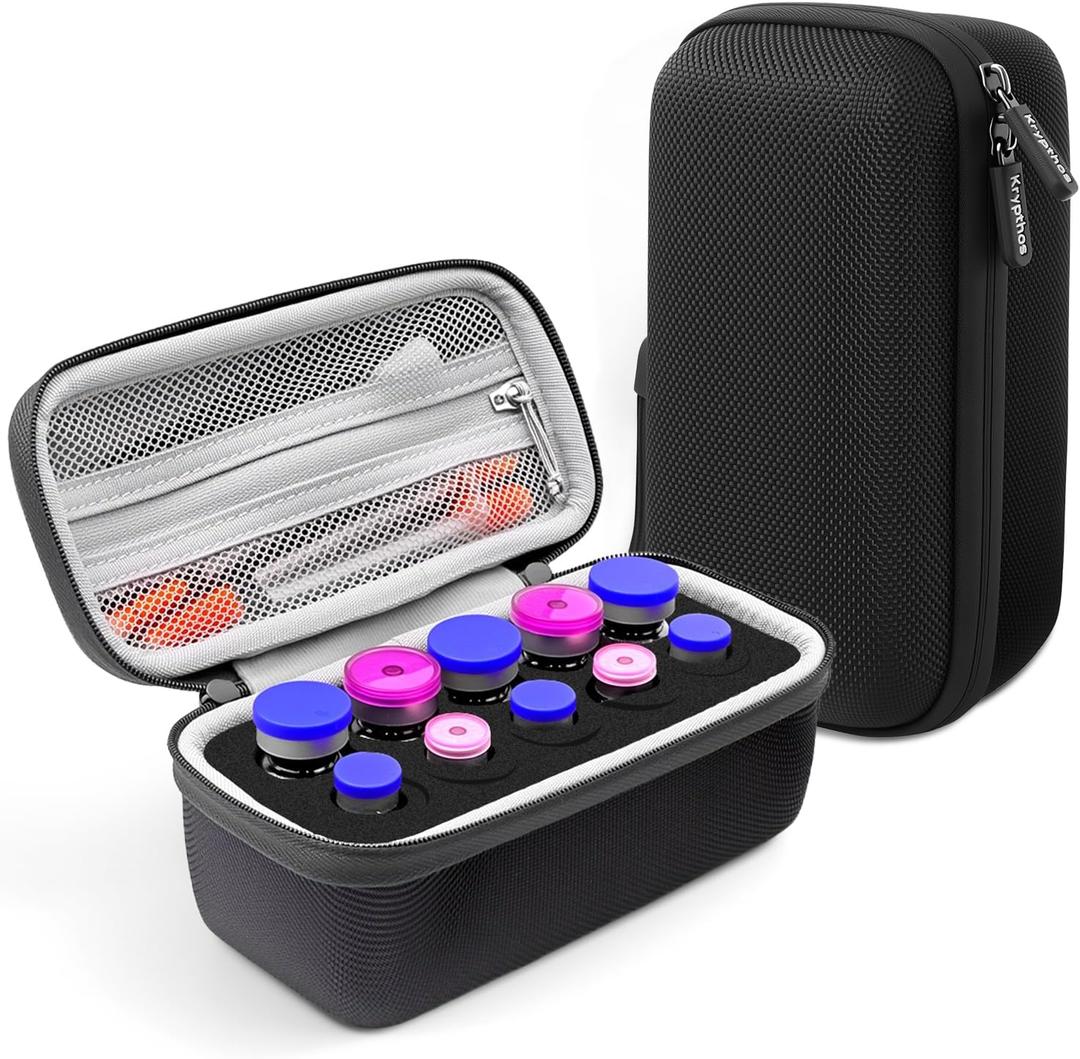 Krypthos 10 Slots Insulin Vial Protector Case, Insulin Vial Organizer Bag for Diabetics Standard 1ml 3ml 5ml and 10ml Vials, Insulin Carrying Case Fridge Holder Storage Holder, No Ice Pack