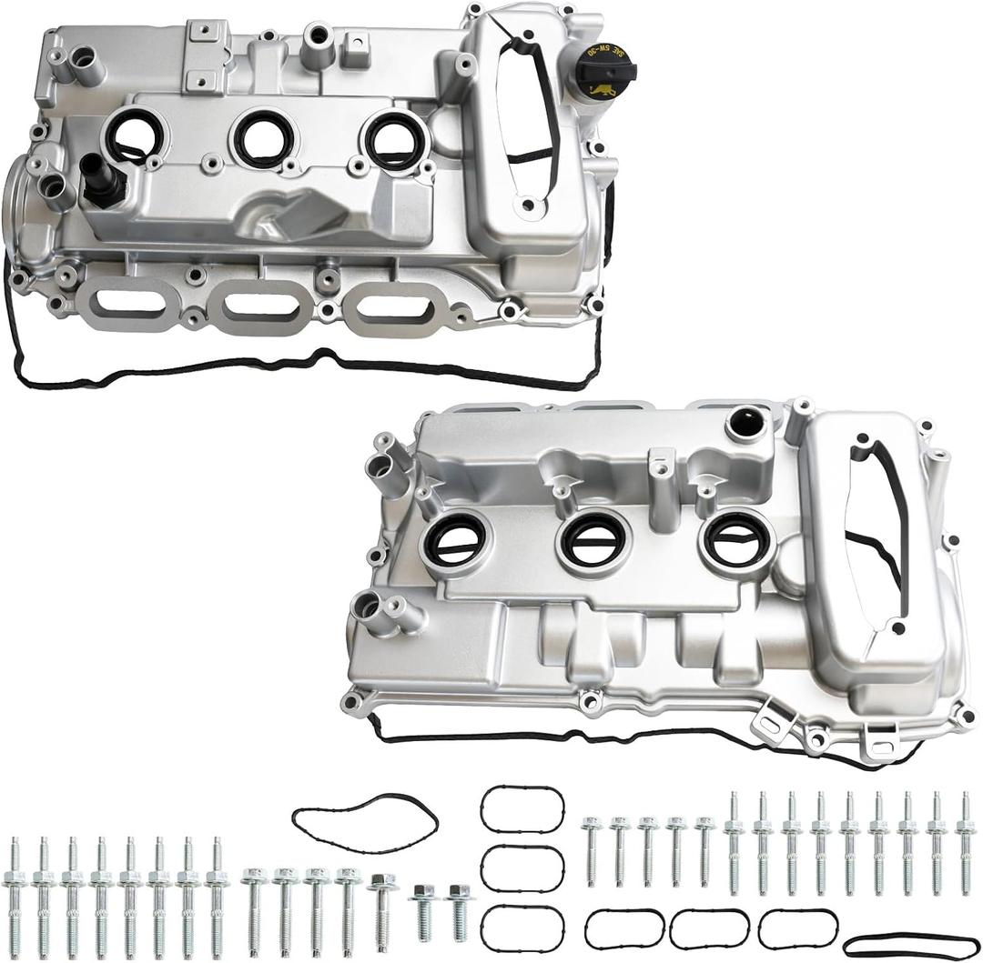 MITZONE Aluminum Valve Cover Set Compatible with 2018 2019 2020 2021 2022 2023 F-150 2021 2022 2023 2024 2025 Ford Bronco 2.7L V6 JT4Z6582A JT4Z6582B