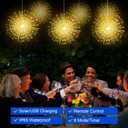 MERRIMAX M Solar Firework Lights Outdoor, 5 Pack 1000LED Solar Starburst Lights with Remote, 8 Modes Dimmable Waterproof Hanging Fairy Lights for Garden, Patio, Holiday Christmas Decor (Warm White)