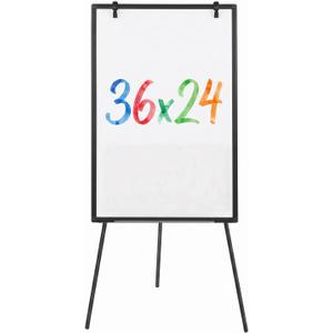 OLIXIS 36" x 24" Magnetic White Board with Stand, Standing Dry Erase Board, Whiteboard with 1 Dry Eraser & 2 Multicolor Markers & 4 Magnetic Pins, Aluminium Frame for Home, School, Office, Black