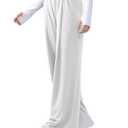 JOYCATCH Womens Wide Leg Yoga Dress Pants Buttery Soft High Waist Casual Pants Pull On Work Trousers White (White, XS)