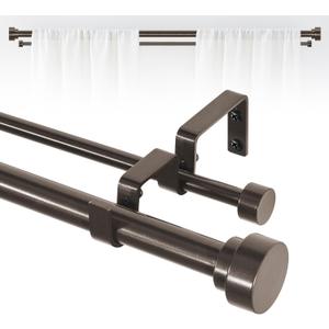 Bronze Double Curtain Rods for windows 36 to 88:Adjustable Heavy Duty Double Curtain Rod for Bedroom Living Room,1Inch Antique Bronze Moden Decorative Telescopic Dual Drapery Rod Easy Install