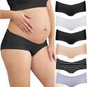 Intimate Portal Maternity Underwear Cotton Pregnancy Postpartum Panties Under the Bump Boyshort Briefs (Large, 6-pk Essentials)