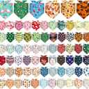 Reginary 72 Packs Holiday Dogs Bandanas Bulk Patriotic Halloween Thanksgiving Christmas New Year Birthday Summer Scarf Bibs Easter St. Patrick's Day Pets Bibs Adjustable Dog Bandana for Pet Costume