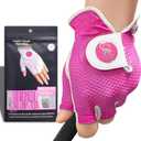 Caddy Classic Ladies Golf Glove Women | Half Finger Mesh Design for High Breathability | Premium Leather Construction for Comfortable Fit | Includes Stylish Magnetic Ball Marker, Medium, White/Pink 