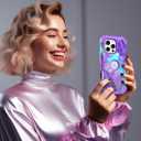 Hocase for iPhone 16 Pro Case 6.3", Heavy Duty Shockproof Protection Soft Silicone Rubber+Hard Plastic Bumpers Hybrid Protective Case for iPhone 16 Pro 2024 - When Purple Meets Blue